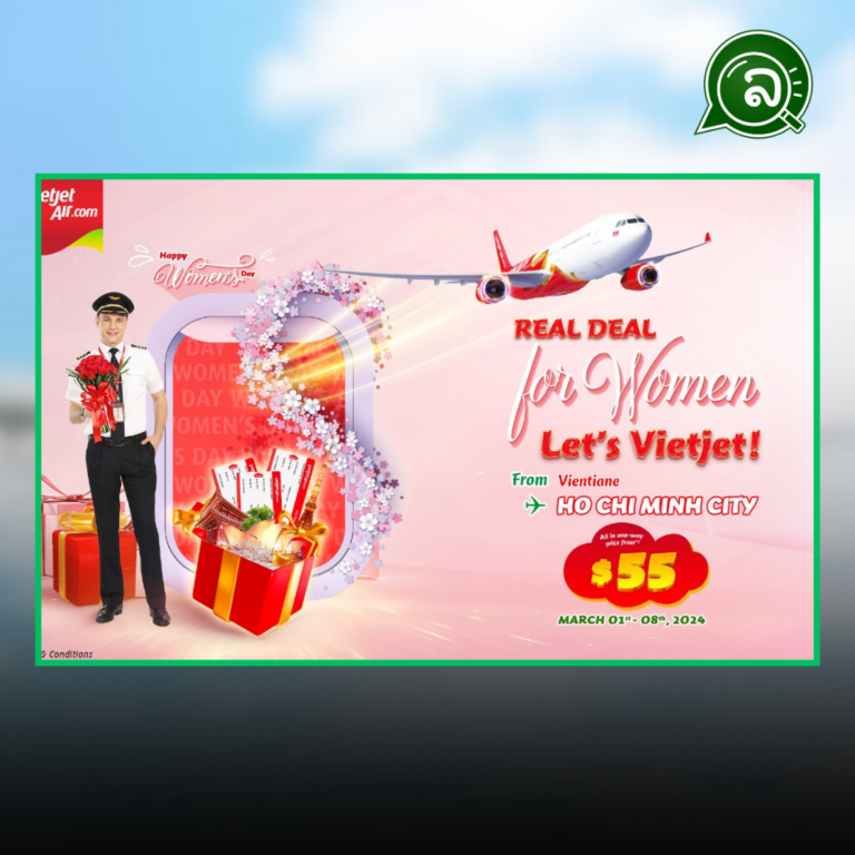 Vietjet ຈັດໂປຣໂມຊັ່ນ ເພື່ອສະເຫຼີມສະຫຼອງວັນແມ່ຍິງສາກົນ: ຈັບຈອງໄດ້ແລ້ວ ລາຄາພຽງແຕ່ 0 ໂດລາ ເທົ່ານັ້ນ!​ ກະຕຸ້ນເຄືອ​ຂ່າຍ​ການ​ບິນ​ພາຍ​ໃນ​ປະ​ເທດ​ຂອງ​ຫວຽດ​ນາມ ດ້ວຍ​ເສັ້ນ​ທາງ ຮ່າ​ໂນ້ຍ – ດ້ຽນ​ບຽນ.